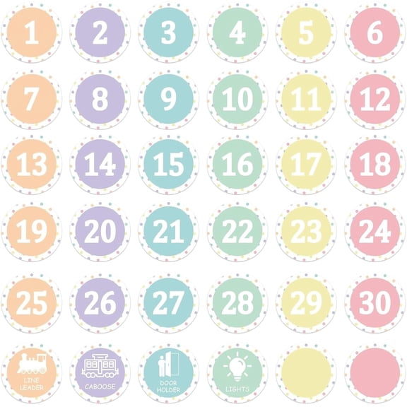 Pastel Number Spot Markers Stickers, Classroom Floor Line Up Dots Decals, Self-Adhesive Vinyl Markers for School Supplies