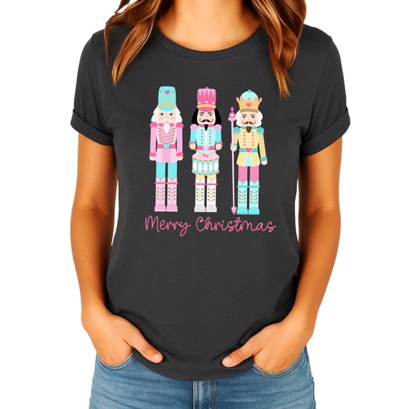 Pastel Nutcracker Shirt for Adult and Kids Cute Girly Christmas Tee for Christmas Season Dark Gray Heather Shirt Adult 2XL