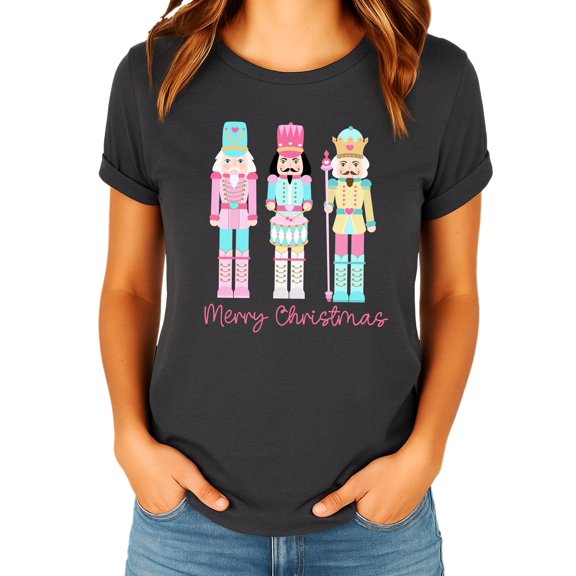 Pastel Nutcracker Shirt for Adult and Kids Cute Girly Christmas Tee for Christmas Season Dark Gray Heather Shirt Adult Small