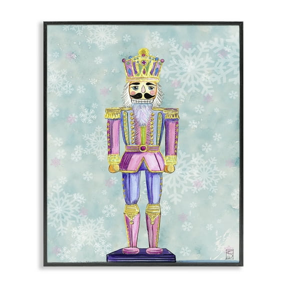 Stupell Industries Pastel Nutcracker on Snowflakes Black Framed Giclee Art, design by Sara Culpepper, 14 x 11