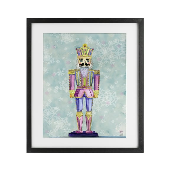 Stupell Industries Pastel Nutcracker on Snowflakes Black Framed Print Under Glass, design by Sara Culpepper, 16 x 13