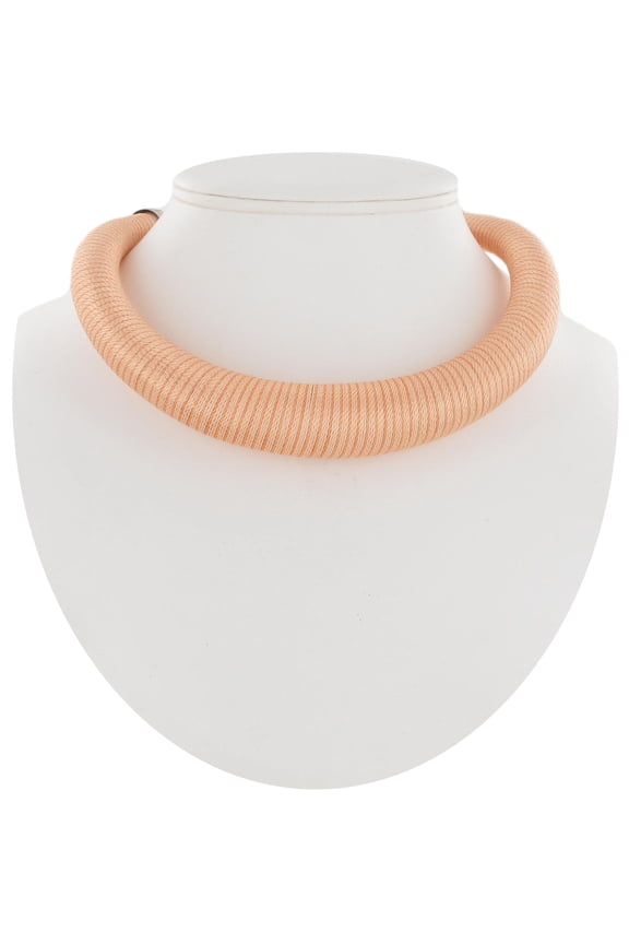 Pastel Orange Thread Wrapped Thick Large Collar Choker Necklace Ladies Adult Female Women