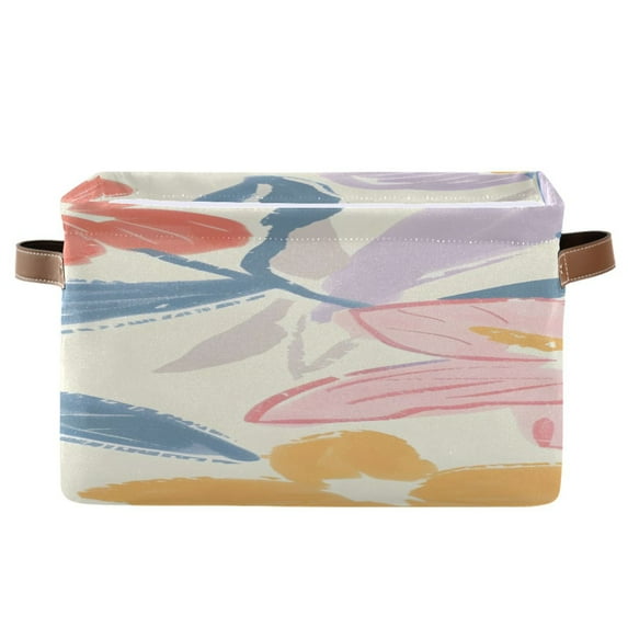 Pastel Orchids and Hibiscus Flowers Square Storage Bins with Handles Collapsible Containing Box 1 Pack