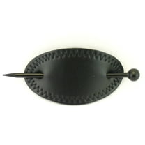 Pastel Oval Stitched Faux Leather Hair Stick Pin, Black, 1 Ct.