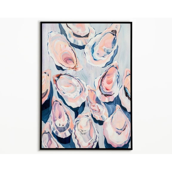 Pastel Oyster Shell Abstract Coastal Wall Art Print, Unframed Canvas 8x10in