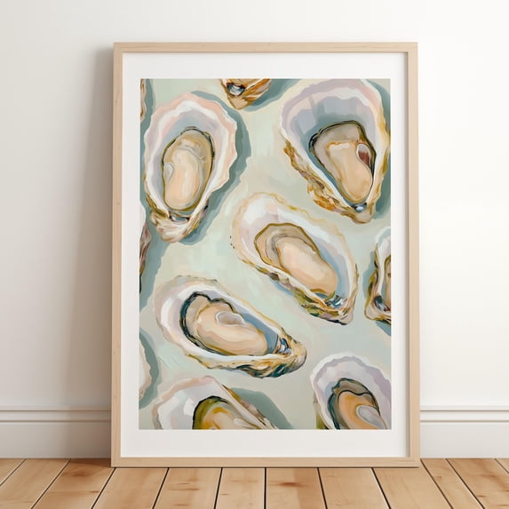 Printable Coint Pastel Oyster Wall Art Print, Colorful Coastal Seafood And Beach House ...