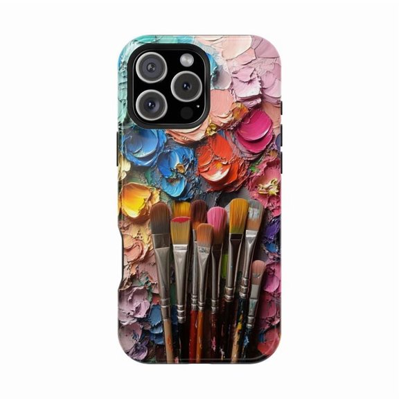 Pastel Paint Brushes Abstract Artistic Canvas Pattern Phone Case for iPhone 11 12 13 14 15 16 17 Pro Max