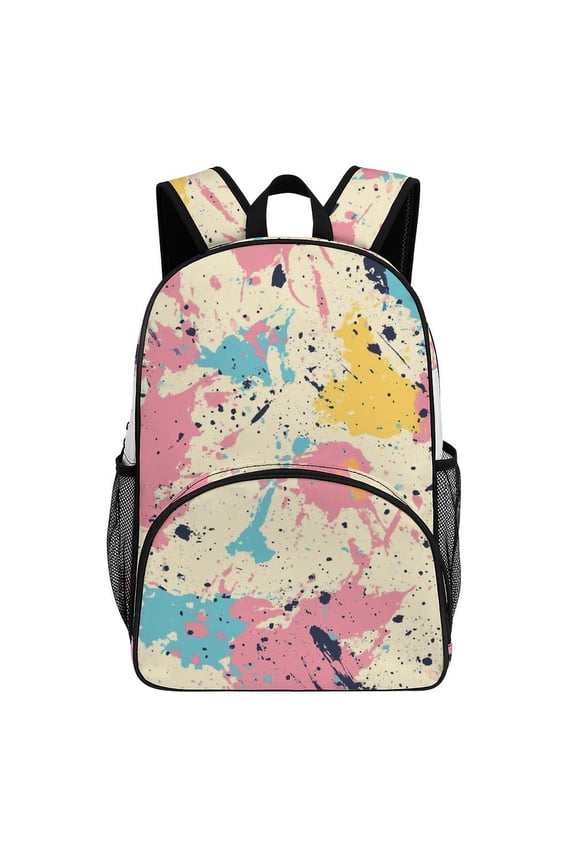 Pastel Paint Splatter Pattern Teenage Backpack Middle Students Bookbag Outdoor Daypack