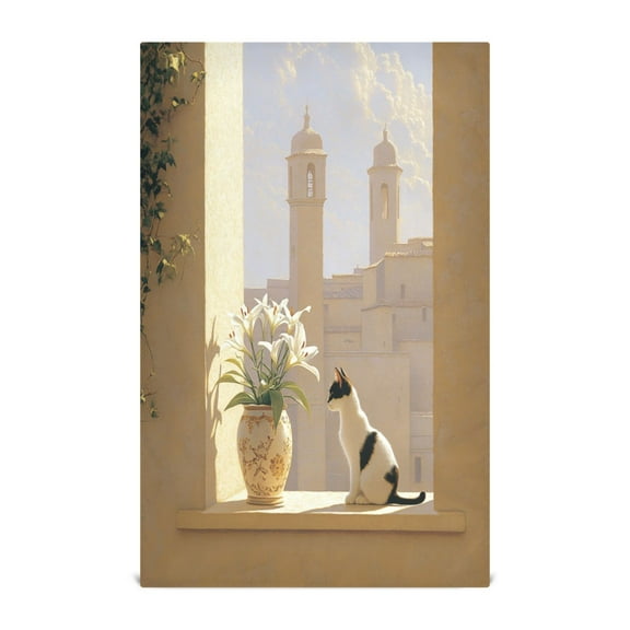 Pastel Painting Cat Decorative Waffle Towel Kitchen Dishcloth 28x18in Multi-Use Tea Towel