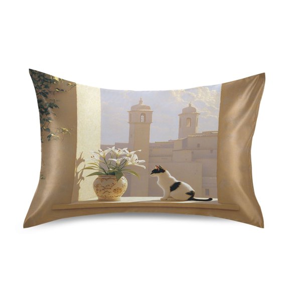 Pastel Painting Cat Luxury Silky Soft Pillowcase Standard Size Wrinkle Resistant Envelope Closure 20x26in