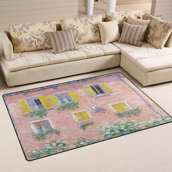 Pastel Painting Peaceful Owl Soft Polyester Area Rug 31''x20'', Non Slip, Memory Foam, Water Absorbent