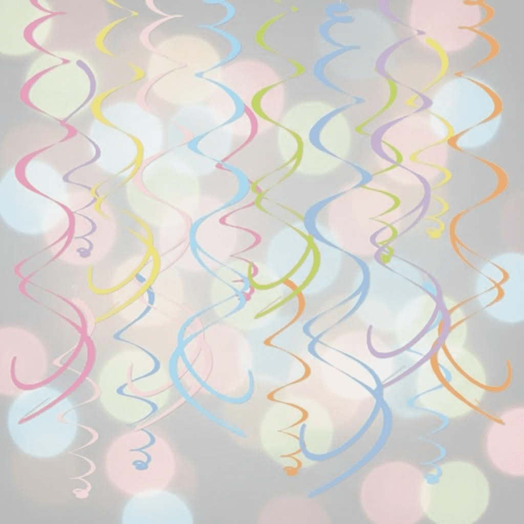 Pastel Paper Swirl Decorations, 48-Piece Hanging Ceiling Streamers for Birthday Party, Spring, Bridal Shower, Gender Reveal, Wedding, or Everyday Celebration Decorations