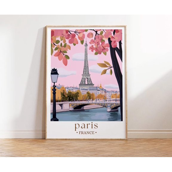 Pastel Paris Travel Print, France Eiffel Tower, Paris Poster, Eiffel Tower Print, Wedding Gift, Whimsical Paris Art, Tour D'Eiffel 16x24 UNFRAMED