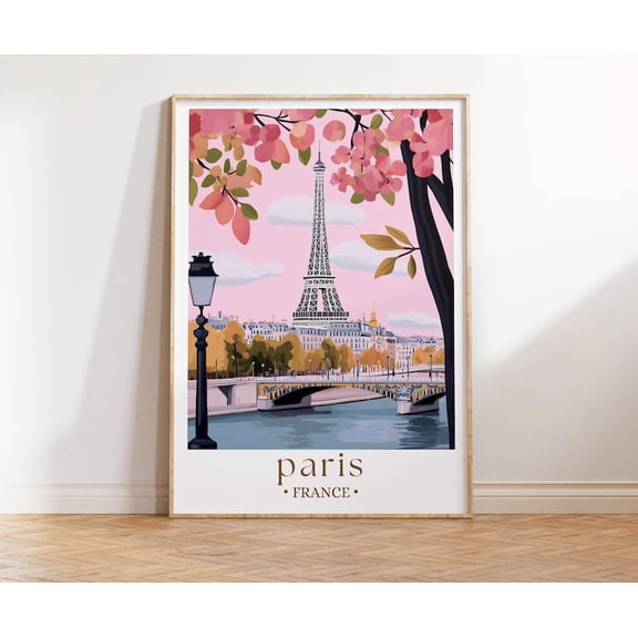 Pastel Paris Travel Print, France Eiffel Tower, Paris Poster, Eiffel Tower Print, Wedding Gift, Whimsical Paris Art, Tour D'Eiffel 24x36 UNFRAMED