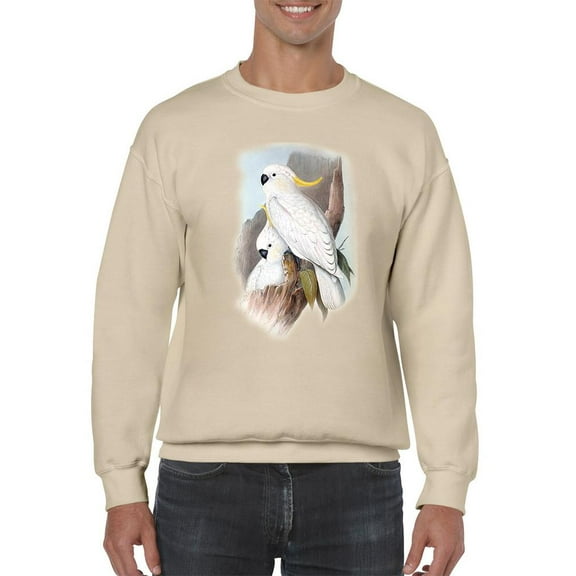 Pastel Parrots V Sweatshirt Men -John Gould Designs, Male XX-Large