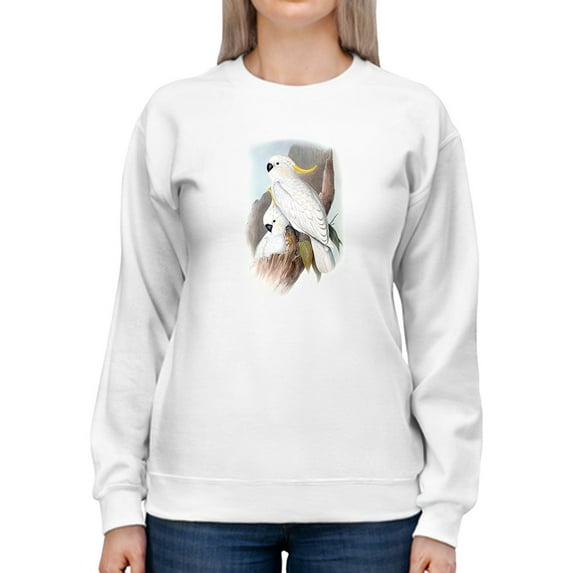 Pastel Parrots V Sweatshirt Women -John Gould Designs, Female XX-Large