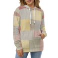 thumbnail image 1 of Pastel Patchwork Textile Design Oversized Hoodies For Woman Pullover With Pocket Comfortable Fation Pullover Hoodie S-5XL, 1 of 4