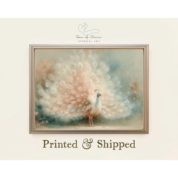 Pastel Peacock Art Posterlegant Vintage-Style Bird Home Decor Warm Present Vintage UNFRAMED Poster Size 24x36