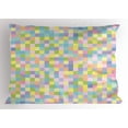 thumbnail image 1 of Pastel Pillow Sham Colorful Squares Pattern Checkered Mosaic Style Mottled Cubical Tile Grid Print, Decorative Standard Size Printed Pillowcase, 26 X 20 Inches, Multicolor, by Ambesonne, 1 of 2