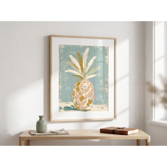 Pastel Pineapple Tropical Coastal Kitchen Ocean Nursery Poster , Poster Print Only