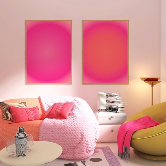 Pastel Pink Aura Gradient Posters Preppy Room Decor Spiritual Manifestation Set 2 Unframed Paper Print 8x12