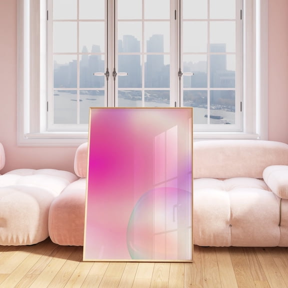 Pastel Pink Aura Gradient Wall Art, Unframed Paper Print Size 8x12