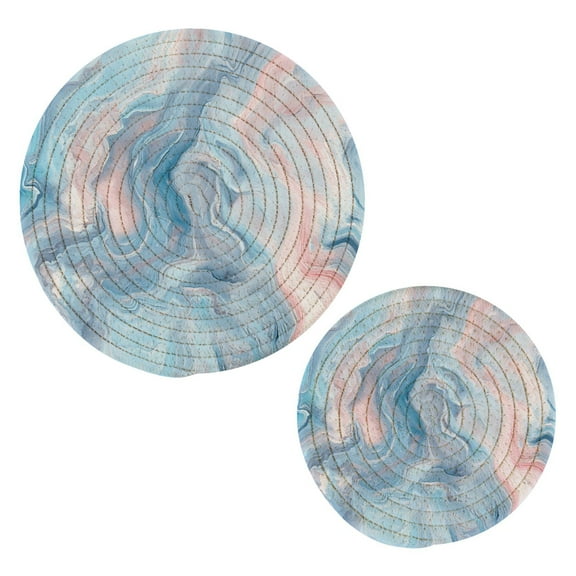 Pastel Pink Blue Marble Pot Holders Trivets Set of 2 Cotton Hot Pads Mats for Hot Dishes Pots Pans Kitchen Cooking 7" 9.5"