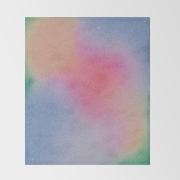 Pastel Pink Blue and Green Blurred Gradient Fleece Blanket, Polyester ...