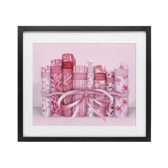 Stupell Industries Pastel Pink Book Lovers Black Framed Print Under Glass, design by Nina Jacobs, 13 x 16