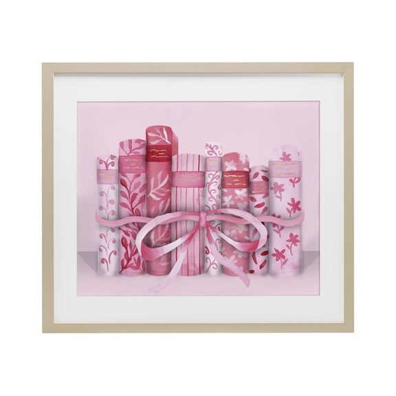 Stupell Industries Pastel Pink Book Lovers Birch Framed Print Under Glass, design by Nina Jacobs, 13 x 16