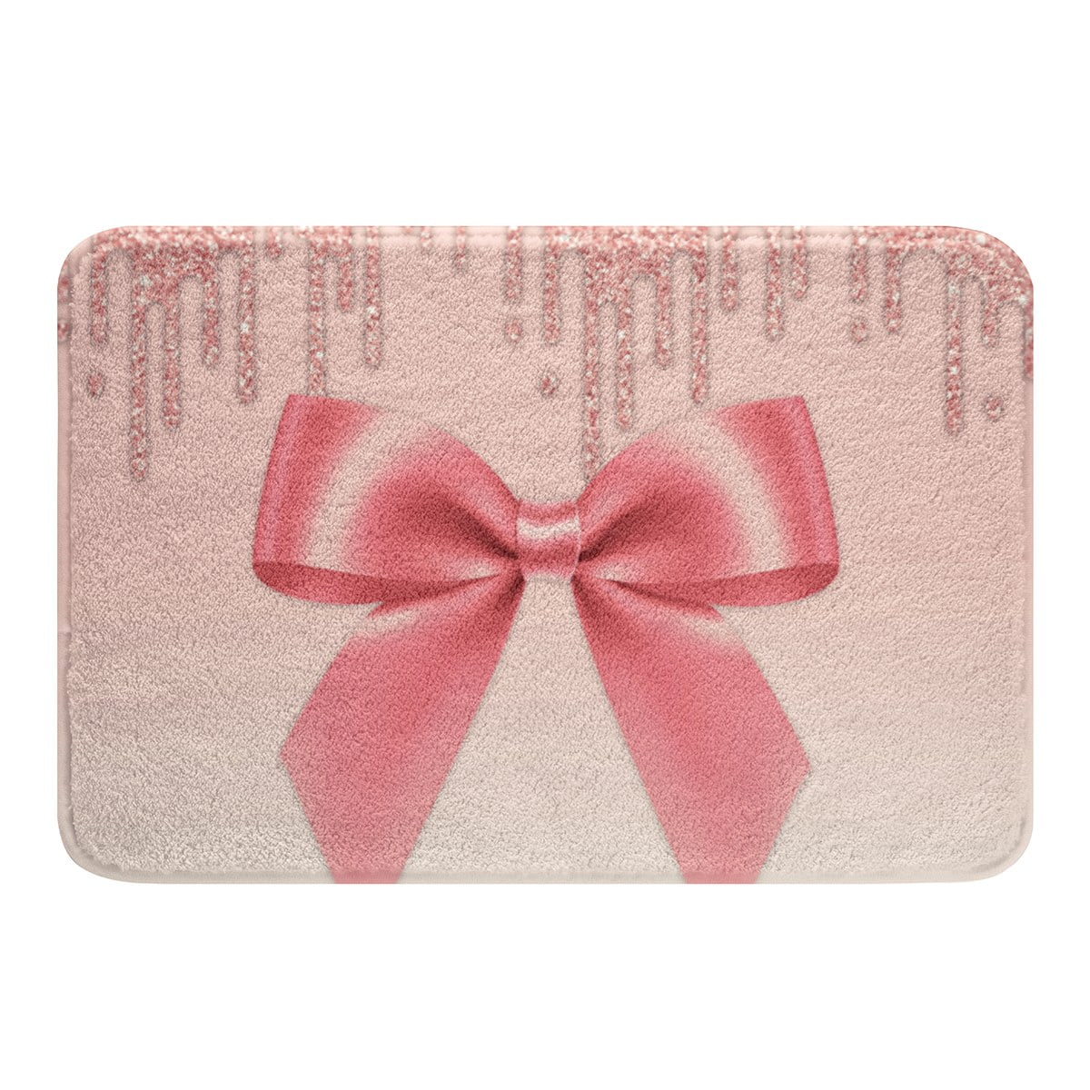 Pastel Pink Bowknot Bathroom Rugs Abstract Sequin Fluid 20"x32" Rug for