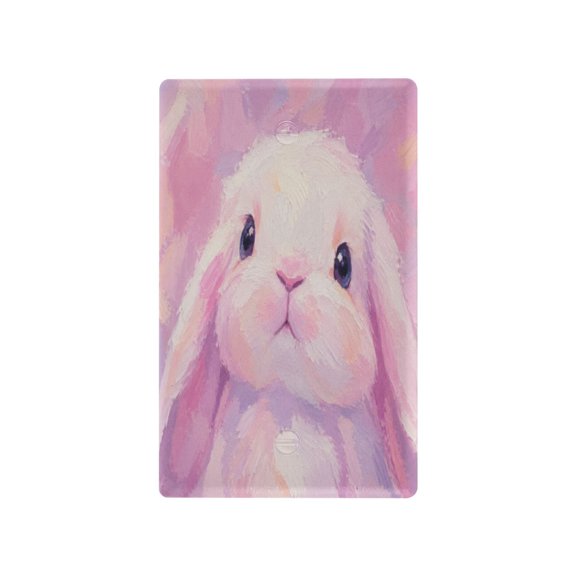 Pastel Pink Bunny Art Decorative Wall Plate, Flame Retardant PC Plastic Light Switch & Outlet Cover with Mounting Screws Fits Blank Unused Outlet