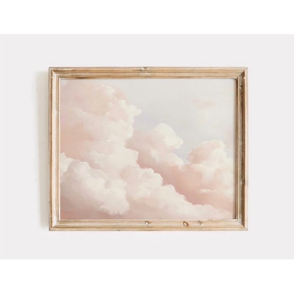 Pastel Pink Cloud Wall Art Print, Dreamy Sky And Cottagecore Nursery Decor