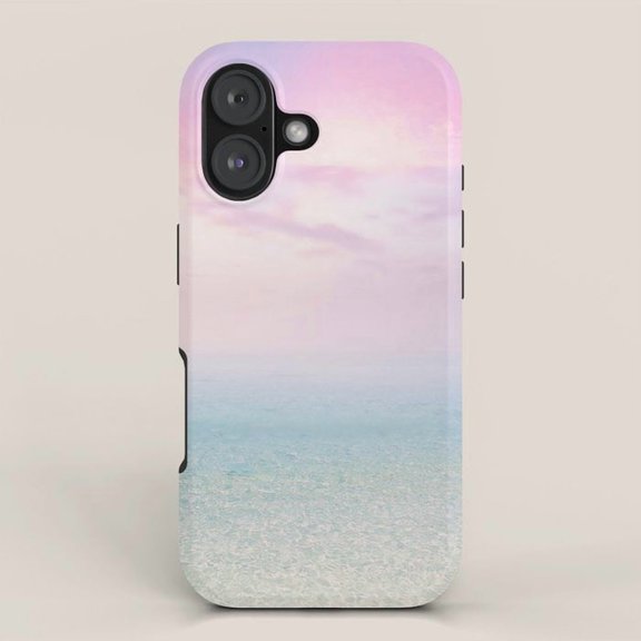 Pastel Pink Cloud and Blue Ocean Horizon Tough Case for Apple iPhone, Polycarbonate Shell with TPU Liner