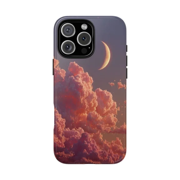Pastel Pink Clouds Moonlight Phone Case for iPhone 17 to 11 Pro Max