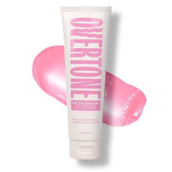 oVertone Daily Color Depositing Conditioner 4.5oz Temporary Hair Dye Conditioner with Shea Butter, Moisturizing Vegan & Cruelty-Free, For All Hair Types & Color-Treated Hair, Cotton Candy Pink