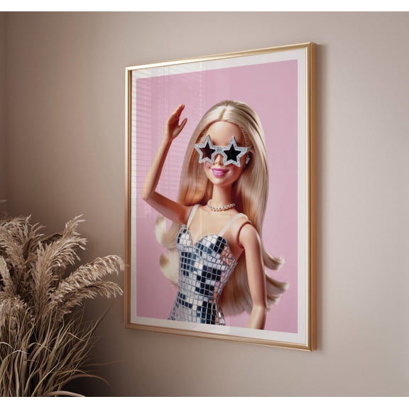 Pastel Pink Fashion Doll Wall Art Print, Unframed Paper Poster 8x10in
