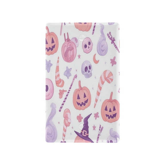 Pastel Pink Halloween Icons Light Switch Cover Switch Plate Outlet Cover Plug Cover for Electrical Outlet