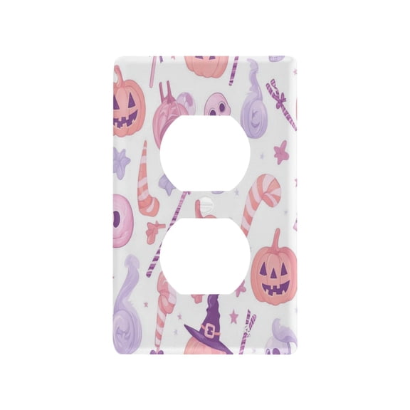 Pastel Pink Halloween Icons Light Switch Cover Switch Plate Outlet Cover Plug Cover for Electrical Outlet