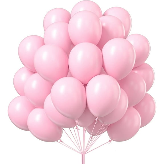 Pastel Pink Latex Party Balloons, 100 Pack 12 inch Round Light Pink Baby Pink Balloons for Balloon Garland Balloon Arch as Birthday Party Decorations, Wedding Decorations, Baby Shower Decorations