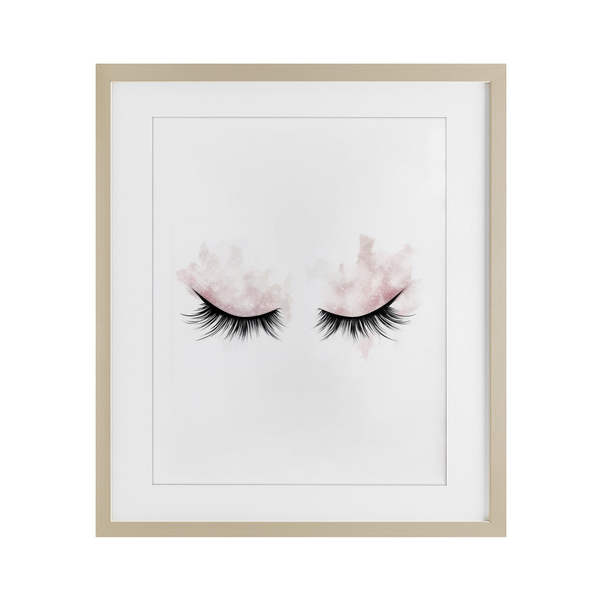 Pastel Pink Makeup & Lashes Birch Framed Print Under Glass, design by Christine Simpson Art