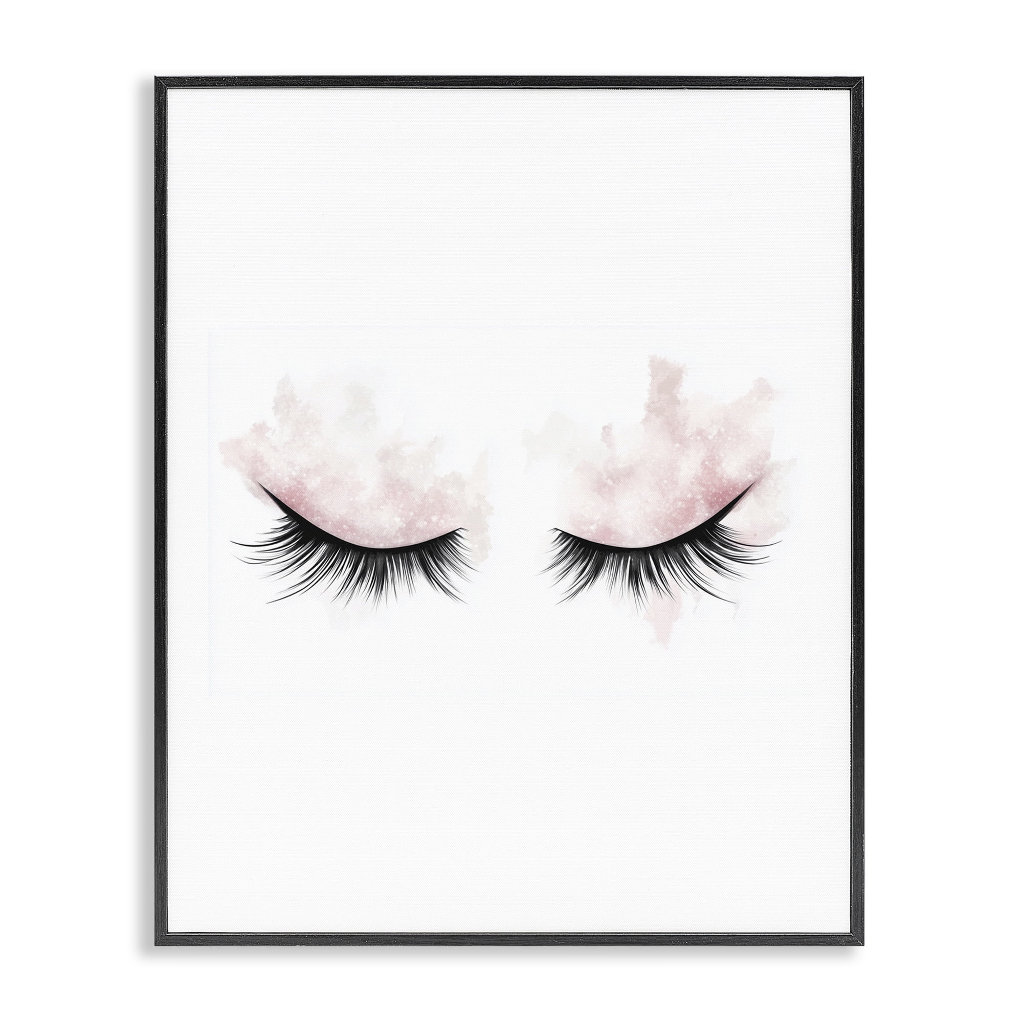 Pastel Pink Makeup & Lashes Black Framed Giclee Art, design by Christine Simpson Art