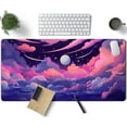 thumbnail image 1 of Pastel Pink Purple Clouds Moon Mouse pad Desk Mat, Cute Space Deskmat XXL Large Extended Mousepad Gaming Desk Pad, Big Laptop Computer Keyboard and Mouse Pad Mat for Women Office Decor 31.5x15.7 in, 1 of 6