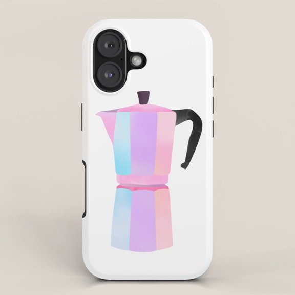 Pastel Pink, Purple and Blue Stovetop Espresso Maker Tough Case for Apple iPhone, Polycarbonate and TPU
