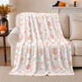 thumbnail image 1 of Pastel Pink Ribbon Lattice Autumn Pumpkin Whipped Cream, Cozy Artistic Scene, Warm Flannel Blanket for Home Library and Reading Nook, Art Lovers Thanksgiving Gift, Artistic Home Decor, 1 of 9