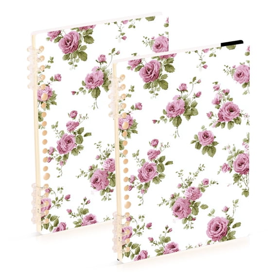 Pastel Pink Roses Elegant Notebook Detachable Coil Notebook Diary Plan Book A5 Size 60 Pages 1 Pack
