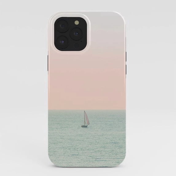 Pastal Shell Pastel Pink Sky and Seafoam Ocean Sailboat Tough Case for Apple iPhone ...