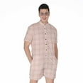 thumbnail image 1 of Pastel Pink Tattersall Pattern Short Sleeve Men'S Rompers Casual Summer Jumpsuits Outfit, 1 of 4