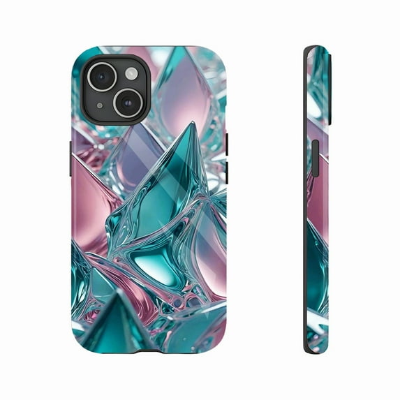 Pastel Pink & Teal Crystal Gradient Luxury Shatter - Proof Case for Trendy Users Compatible with iPhone 11/12/13/14/15/16 (Pro Max/Plus)