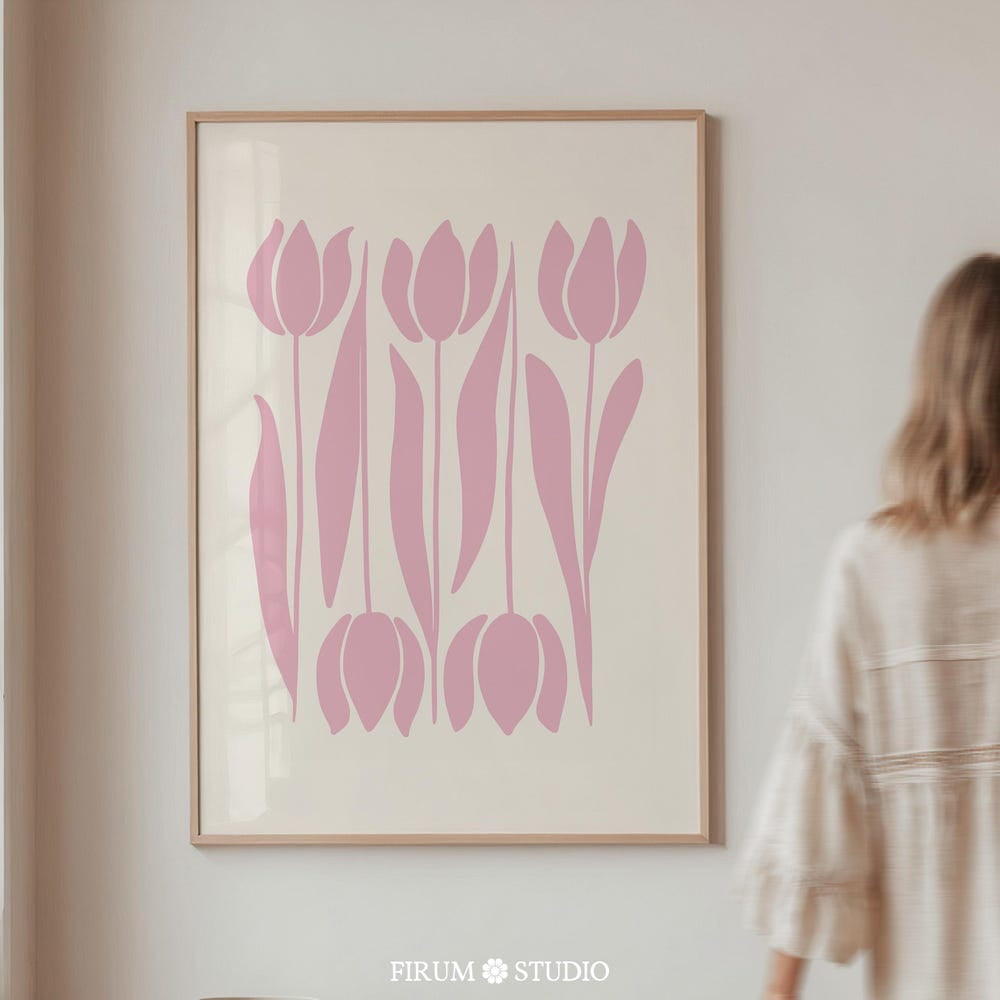 Pastel Pink Tulips Print Wall Art, Boho Pink Art Print, Flower Market ...